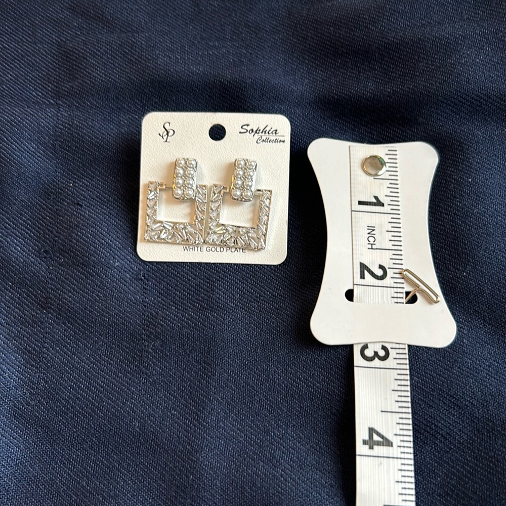 Cubic Zirconia, and White Gold Plated Dangle Earrings
